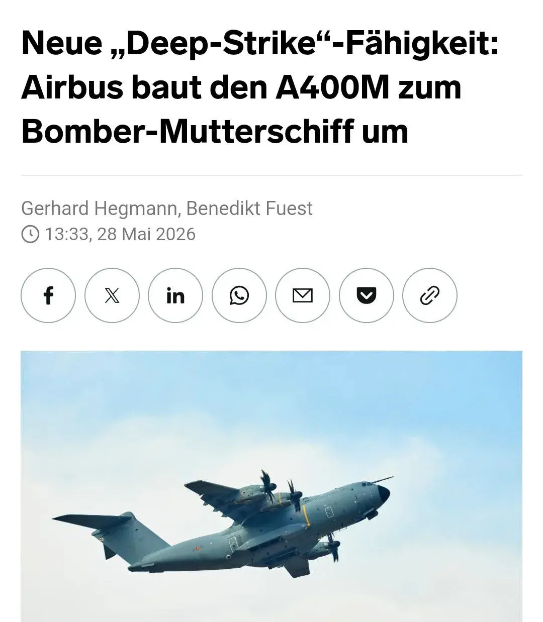 Минобороны ФРГ и Airbus придумали для Европы новый формат ударной авиации