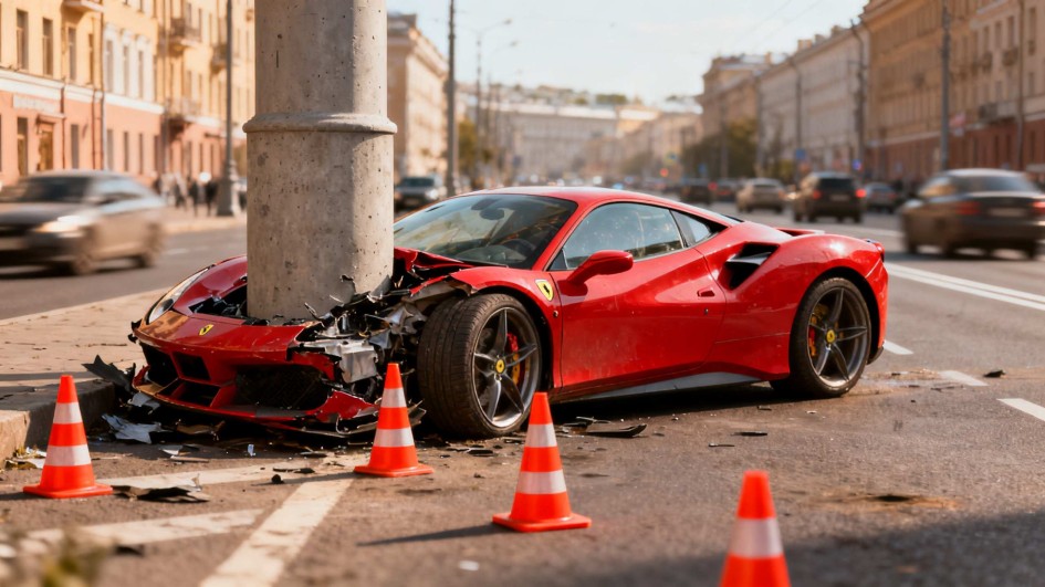 Рэпер Navai попал в аварию на Ferrari 488 Pista: повреждения и стоимость ремонта