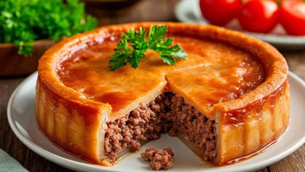 Заливной пирог с мясом на кефире: проще, чем жарить беляши, а съедается первым