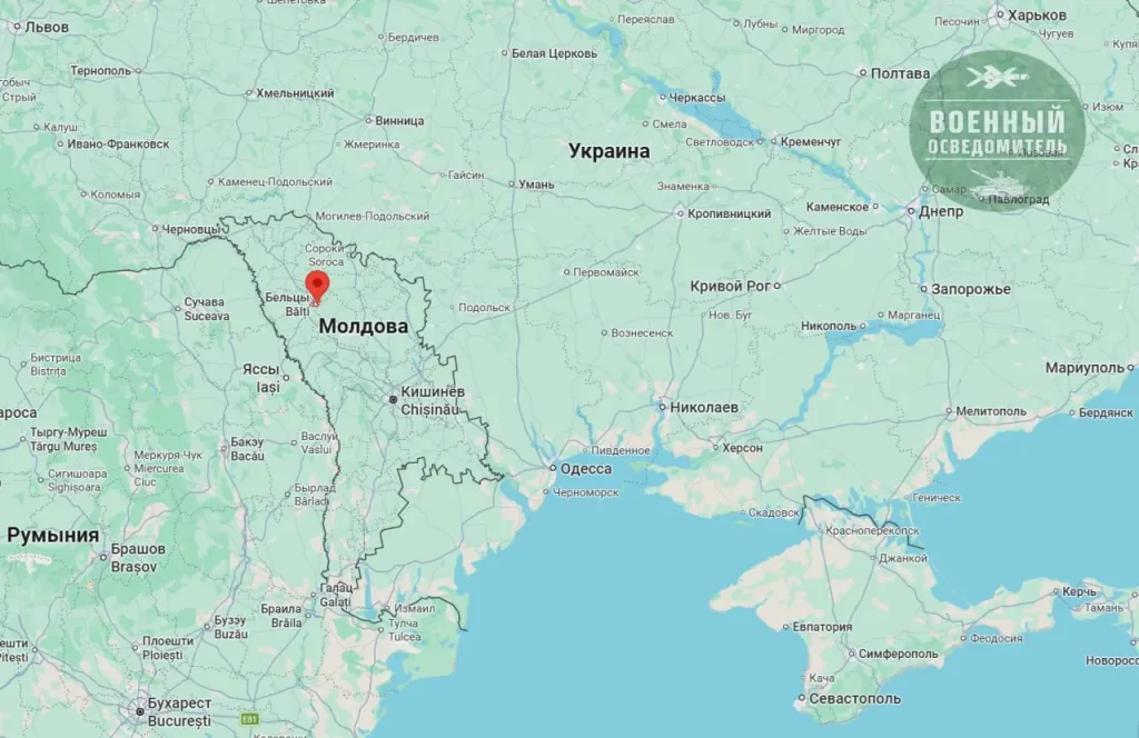 Пролет "Герани-2" на городом Бельцы в Молдавии на расстоянии около 50 км от границы с Украиной