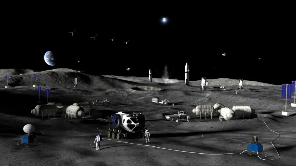 NASA показало проект базы на Луне: жилые модули, вездеходы и дроны