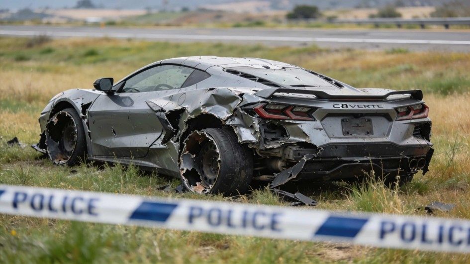 Corvette C8 разбился в Калифорнии: водитель выжил, машина уничтожена