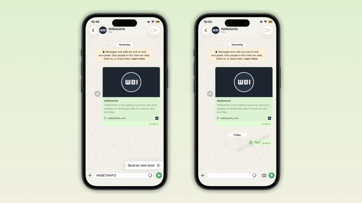 Следы будут стерты: WhatsApp для iOS учится уничтожать текстовые переписки сразу после прочтения картинка WhatsApp продолжает тестировать функцию «просмотреть один раз» для текстовых сообщений на iOS