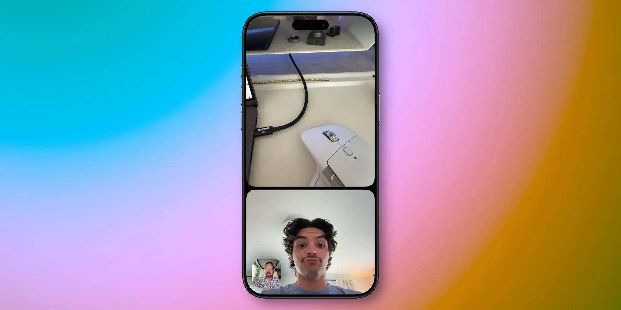 Как работает двойная камера в FaceTime на iPhone. В FaceTime можно включить сразу две камеры. Фото.