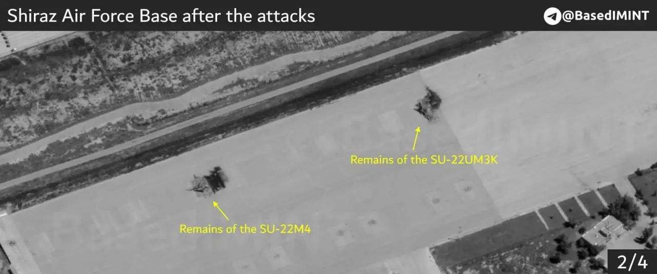 Уничтоженные 5 транспортных Ил-76, 2 транспортных C-130 и 2 истребителя-бомбардировщика Су-22 на иранской авиабазе Шираз в ходе ударов ВВС США во время войны