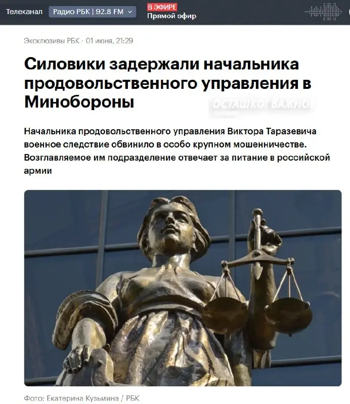 Главного по питанию армии отправили в СИЗО: полковника МО обвинили в особо крупном мошенничестве