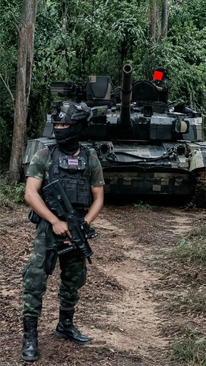 На первом фото - танк БМ "Оплот-Т" армии Таиланда и израильская винтовка Tavor X95 в руках члена экипажа. Второе фото демонстрирует штатное крепление этой винтовки внутри танка