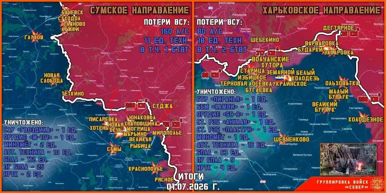Фронтовая сводка на 2 июля от группировки Север