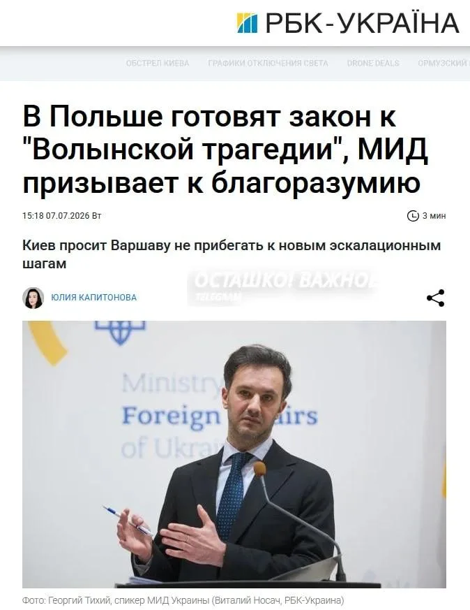 Киев предостерёг Варшаву от ужесточения наказания за продвижение идеологии украинских нацистов