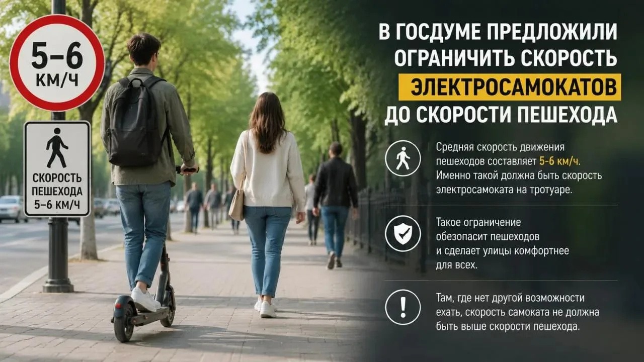 В Госдуме предложили ограничить скорость электросамокатов до скорости пешехода