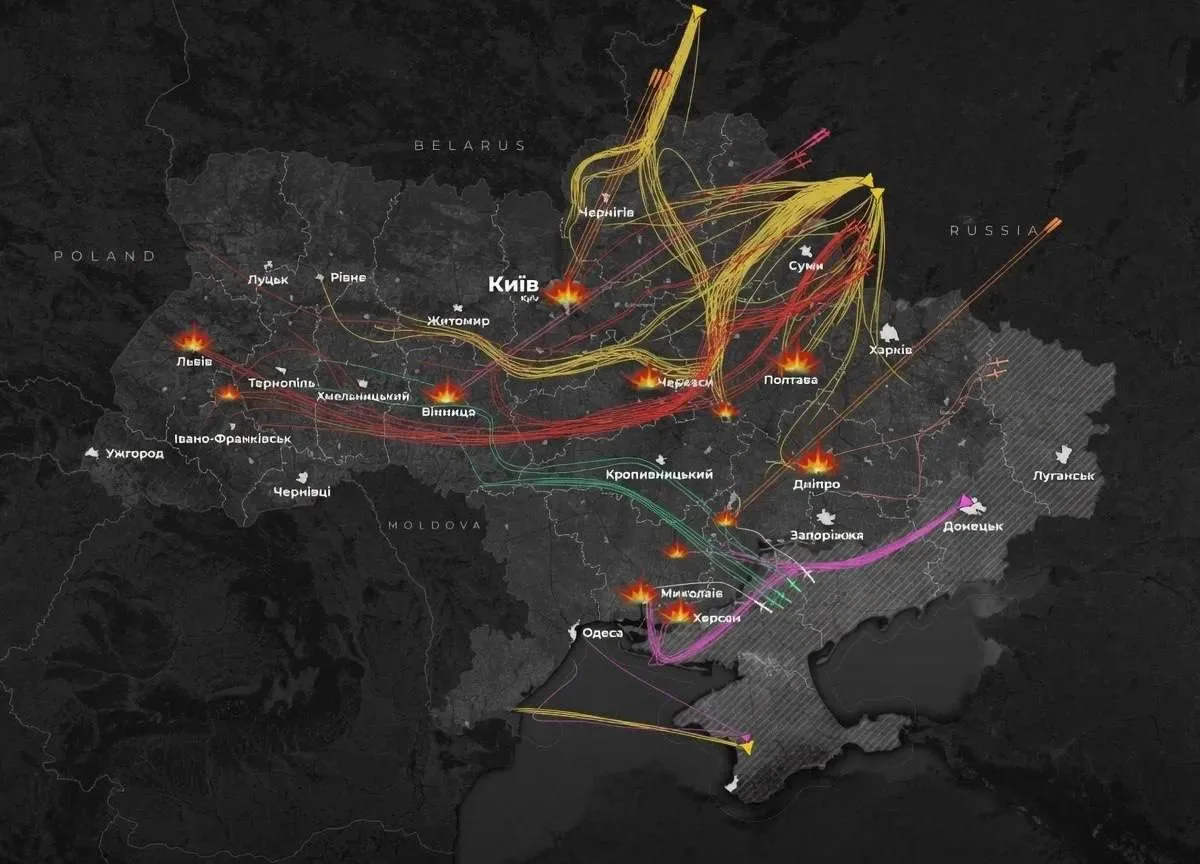 Массированная атака по объектам на Украине: сообщается о пожарах