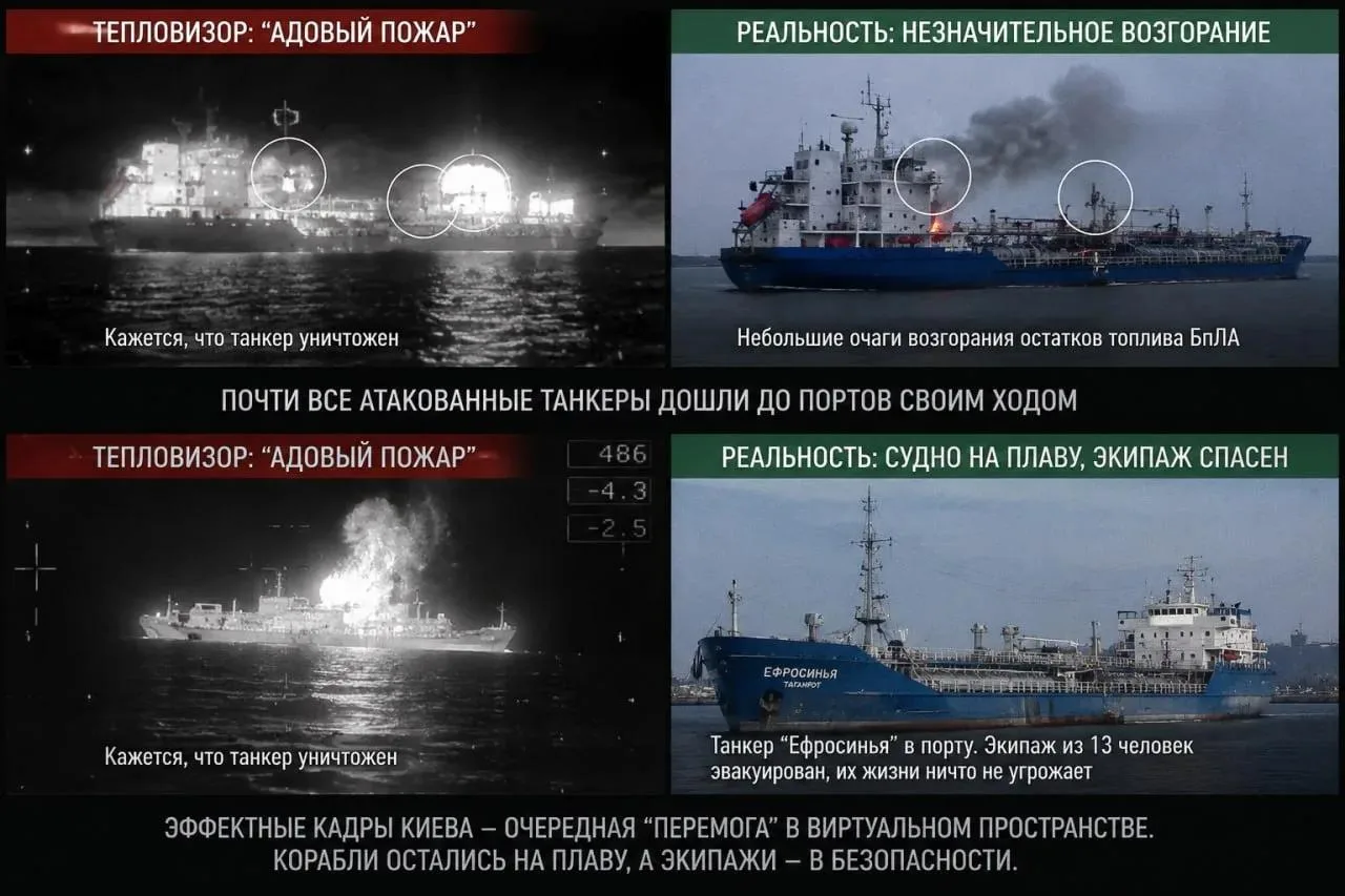 «Адовый пожар» в тепловизоре: Как Киев выдал незначительные возгорания за уничтожение танкеров