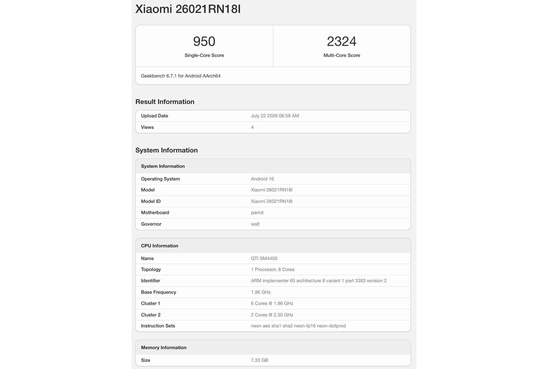 Смартфон Xiaomi Redmi Note 17 в Geekbench | DGL.RU