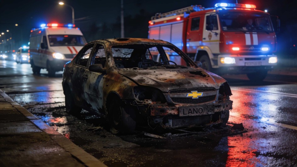 В Татарстане после аварии сгорел Chevrolet Lanos: шесть человек погибли