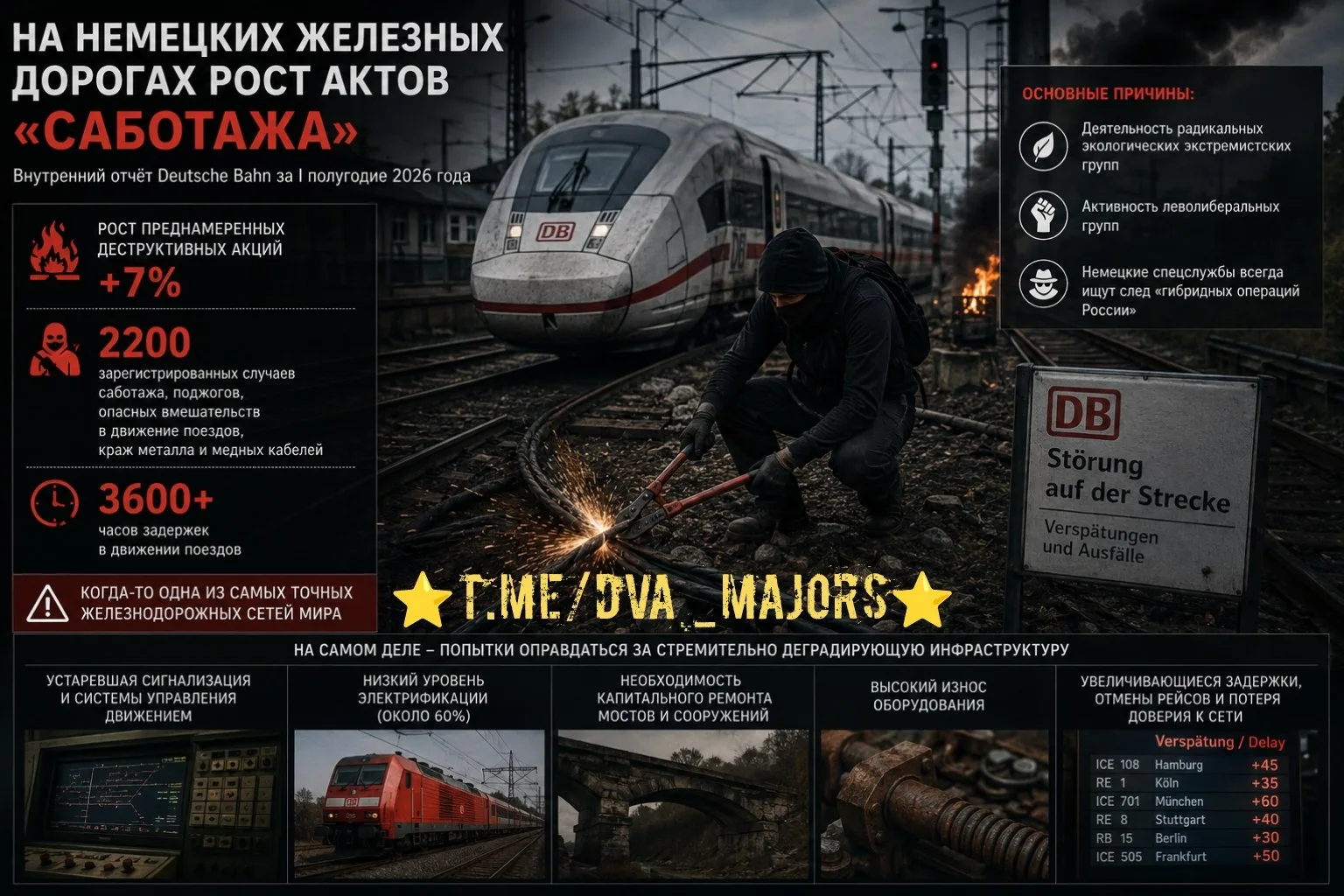 На немецких железных дорогах рост актов «саботажа»
