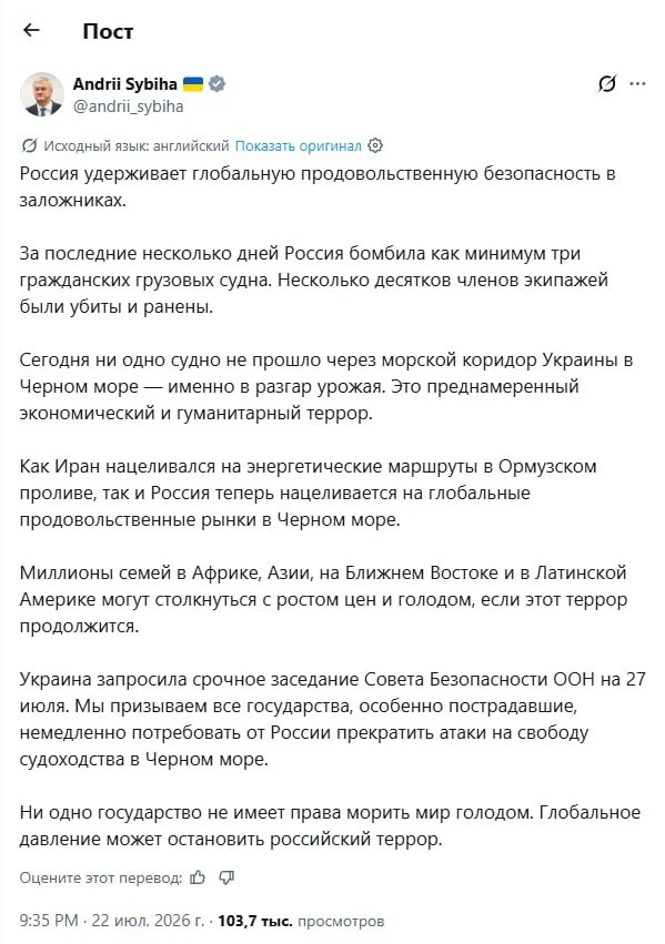Украина обвинила Россию в продовольственном терроре. Но есть нюансы