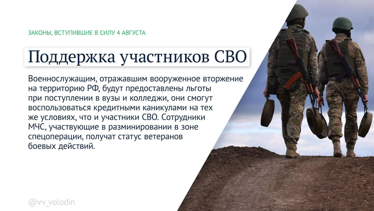 Законы и другие изменения, вступающие в силу в августе
