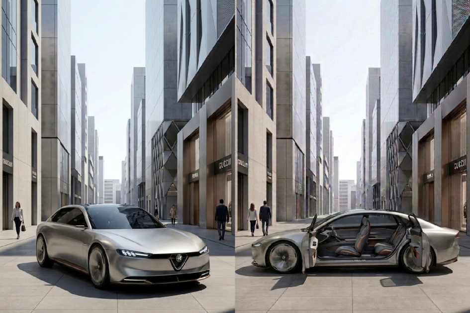 CGI-концепт Alfa Romeo Giulia: новые двери без стоек и ультралюкс в деталях