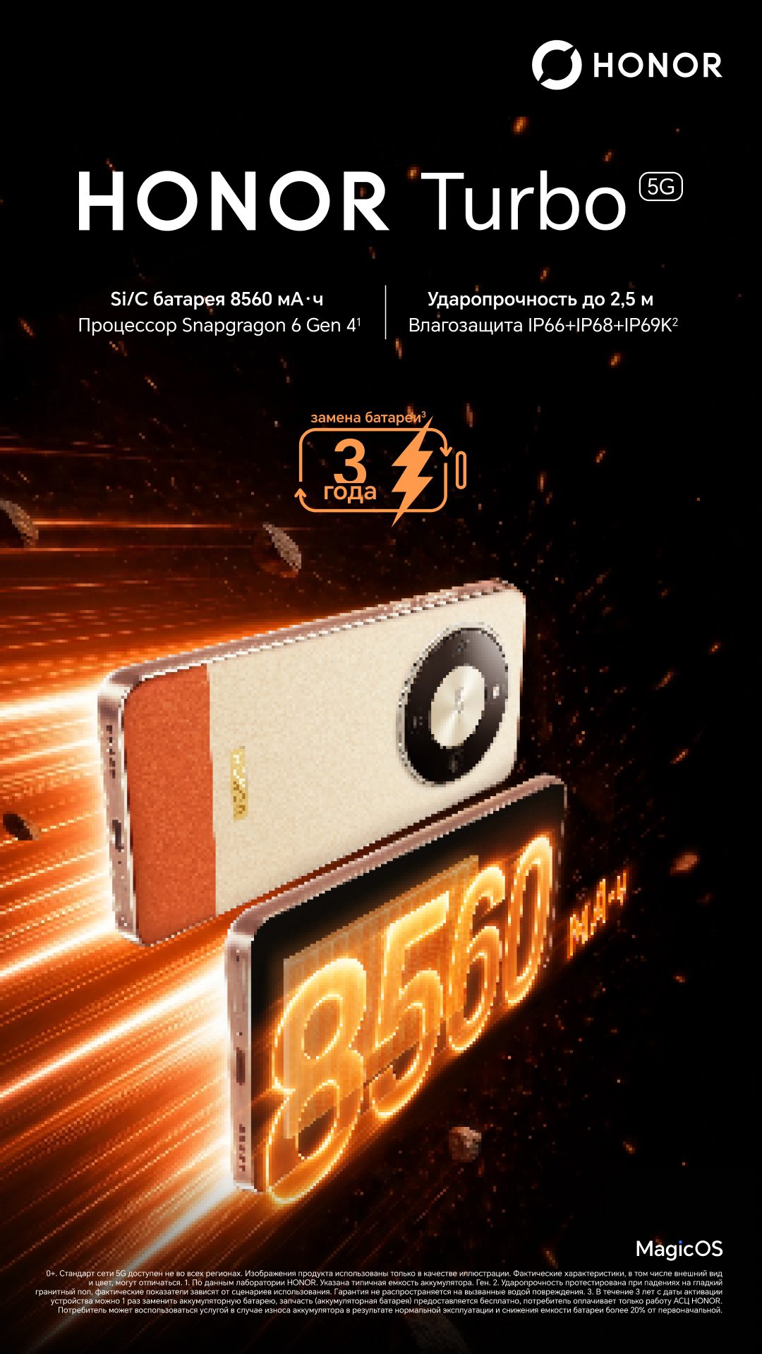 В России начались продажи ударопрочного смартфона Honor Turbo с батареей на 8560 мА·ч картинка Продажи ударопрочного HONOR Turbo в России | DGL.RU