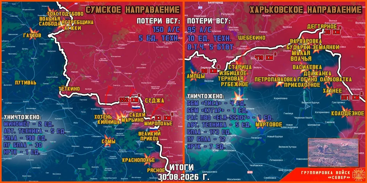 Фронтовая сводка на 31 августа 2026 года от группировки Север